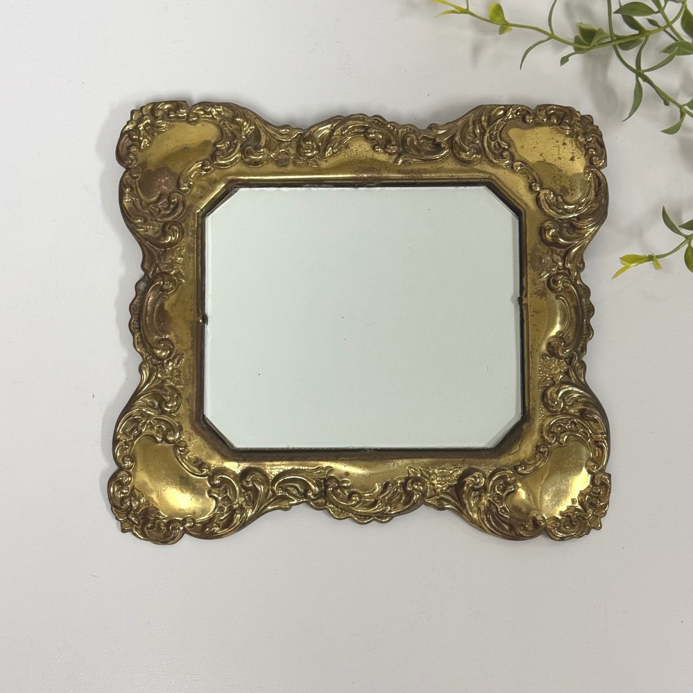Vintage Solid Brass Ornate Picture Frame Made in England Rococo Scroll 8"
